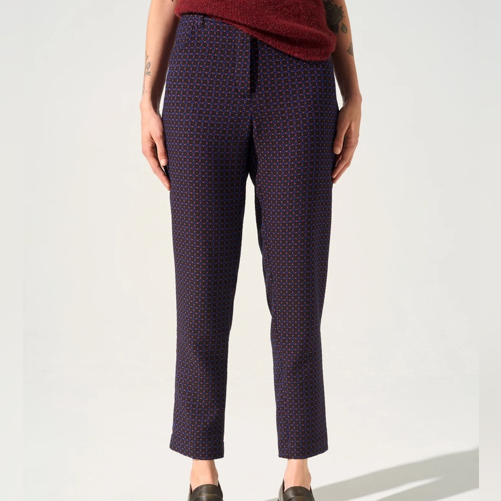 Halogen Polka Dot Printed Cotton Stretch Straight Leg Pants Size 2P